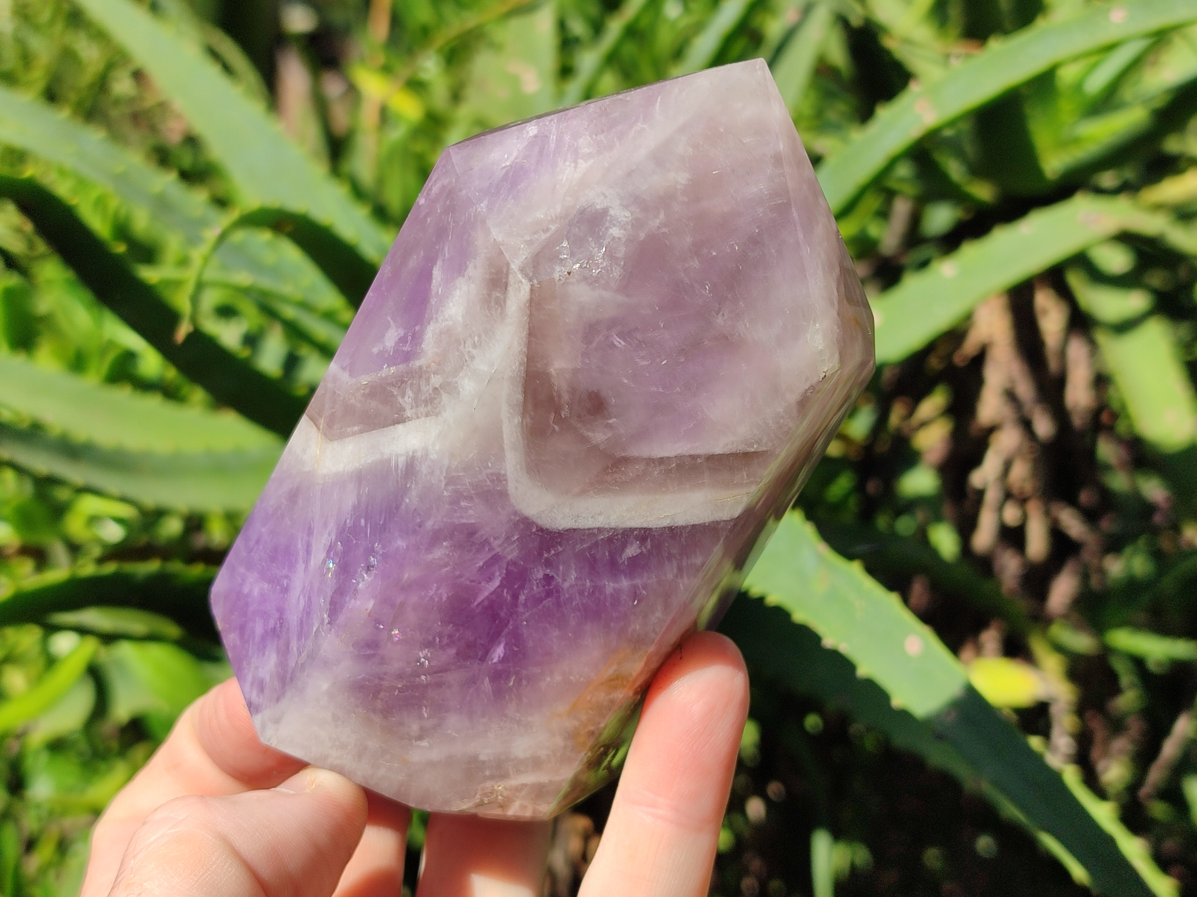 Polished Smokey Chevron Amethyst Points x 3 From Madagascar - Toprock Gemstones and Minerals 