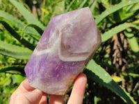 Polished Smokey Chevron Amethyst Points x 3 From Madagascar