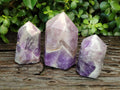 Polished Smokey Chevron Amethyst Points x 3 From Madagascar - Toprock Gemstones and Minerals 