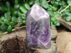 Polished Smokey Chevron Amethyst Points x 3 From Madagascar - Toprock Gemstones and Minerals 