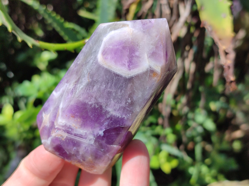 Polished Smokey Chevron Amethyst Points x 3 From Madagascar - Toprock Gemstones and Minerals 