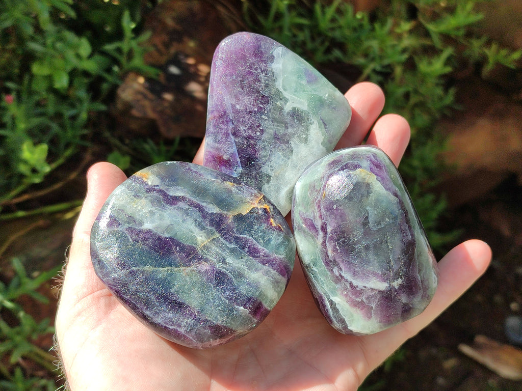 Polished Watermelon Fluorite Free Forms x 6 From Namibia - Toprock Gemstones and Minerals 