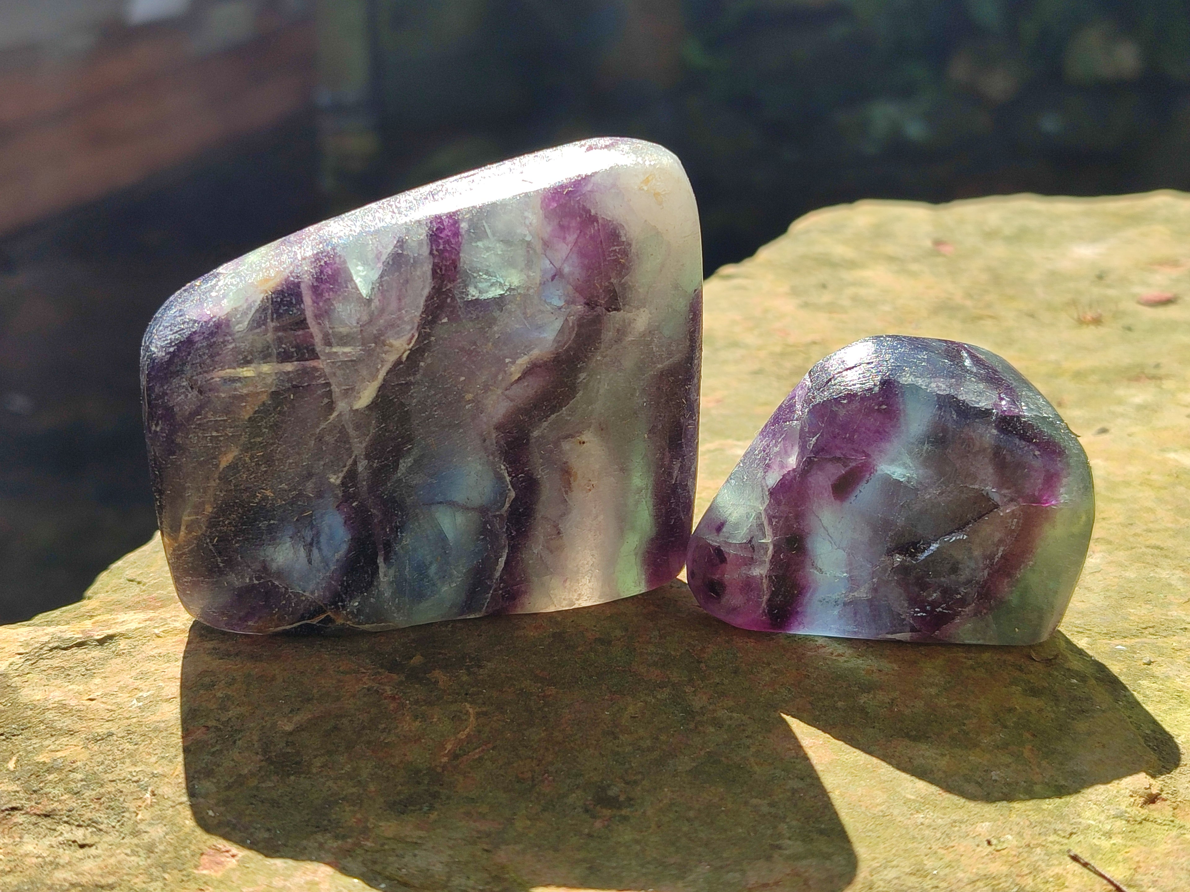 Polished Watermelon Fluorite Free Forms x 6 From Namibia - Toprock Gemstones and Minerals 