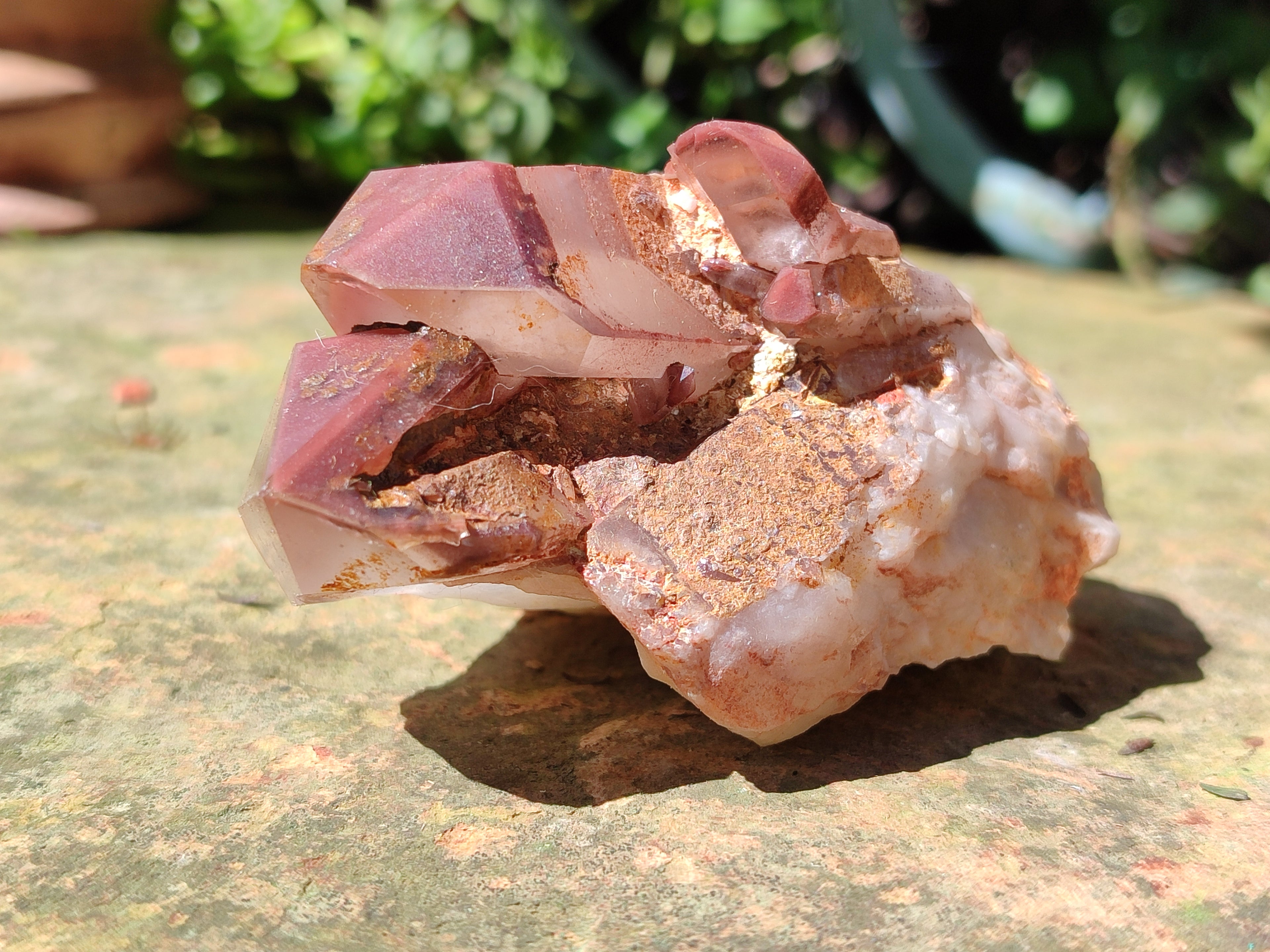 Natural Red Hematoid Phantom Quartz Clusters x 3 From Karoi, Zimbabwe - Toprock Gemstones and Minerals 