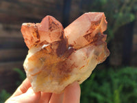 Natural Red Hematoid Phantom Quartz Clusters x 3 From Karoi, Zimbabwe