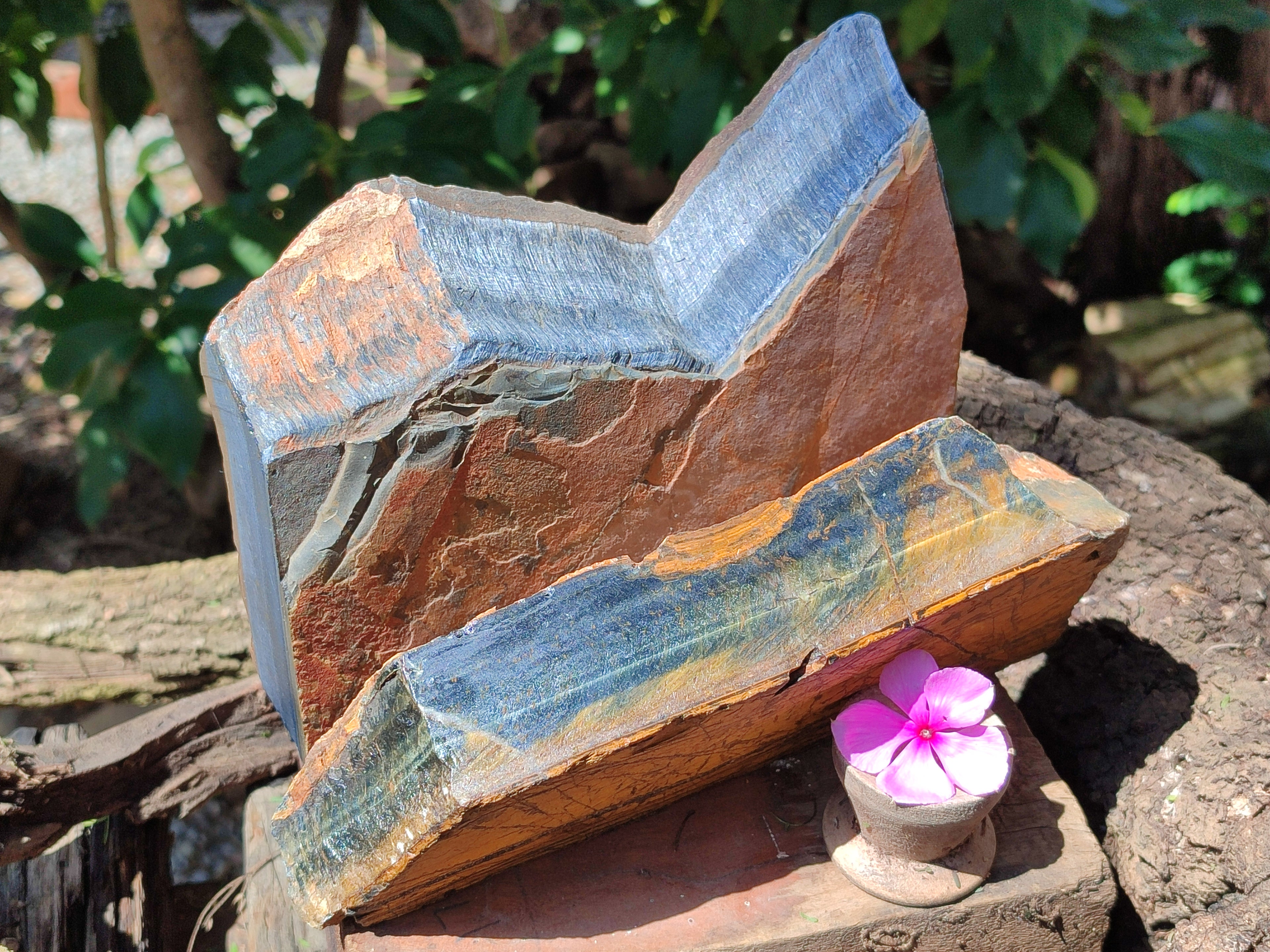 Polished On One Side Tiger's Eye Slabs x 2 From Prieska, South Africa - Toprock Gemstones and Minerals 