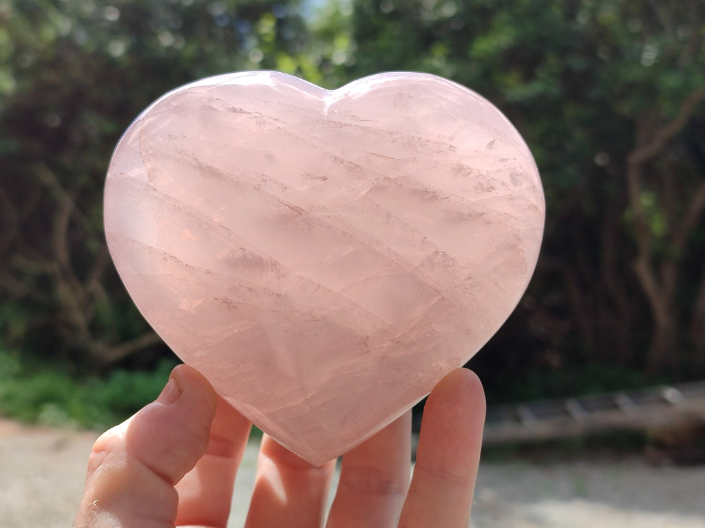 Polished Rose Quartz Hearts x 3 From Ambatondrazaka, Madagascar - Toprock Gemstones and Minerals 