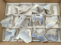 Natural Etched Blue Chalcedony Specimens x 12 From Nsanje, Malawi - Toprock Gemstones and Minerals 