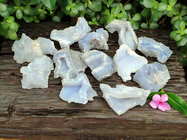 Natural Etched Blue Chalcedony Specimens x 12 From Nsanje, Malawi - Toprock Gemstones and Minerals 