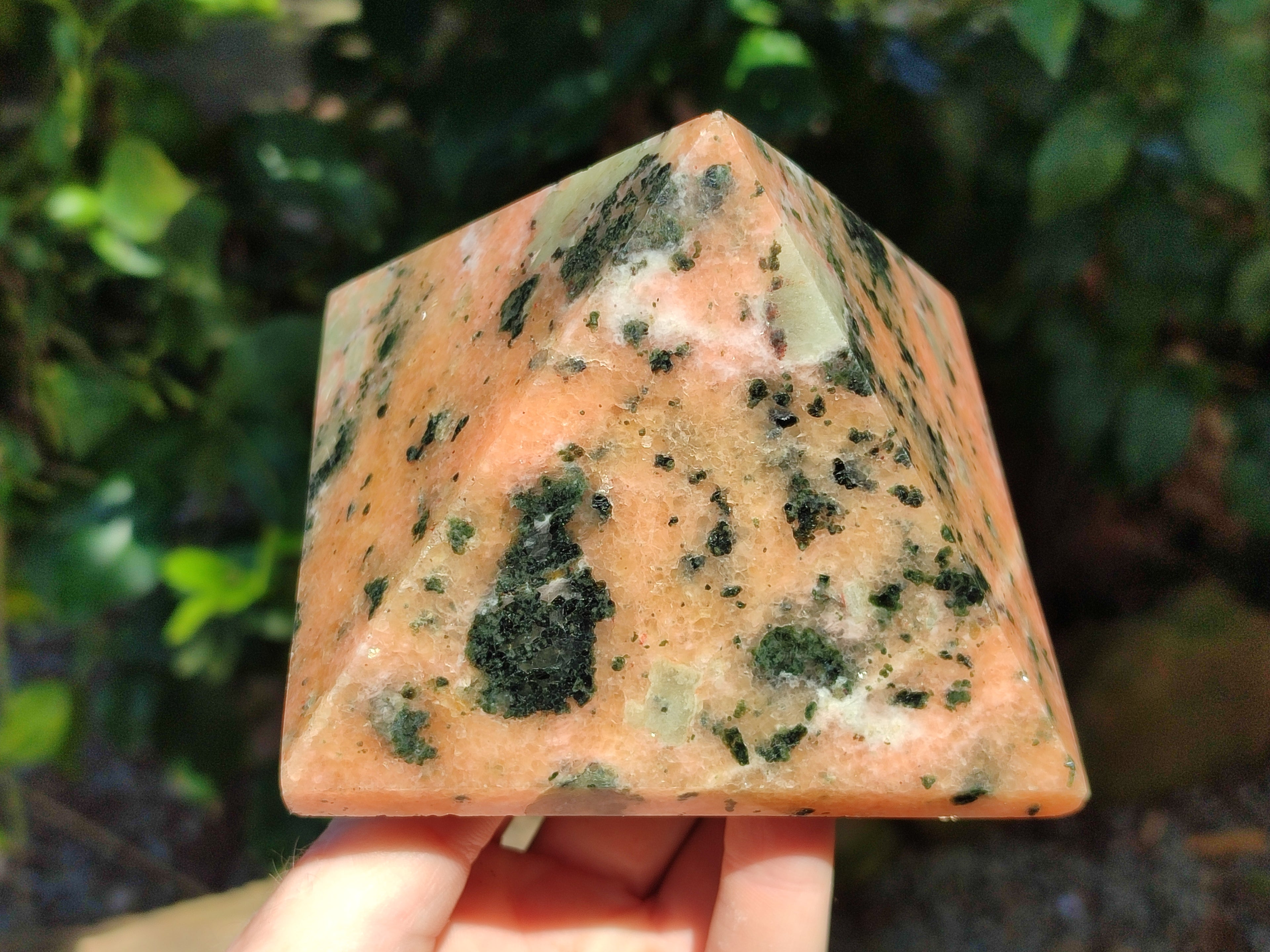 Polished Orange Calcite with Biotite Pyramids x 2 From Madagascar - Toprock Gemstones and Minerals 