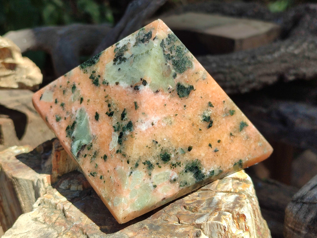 Polished Orange Calcite with Biotite Pyramids x 2 From Madagascar - Toprock Gemstones and Minerals 