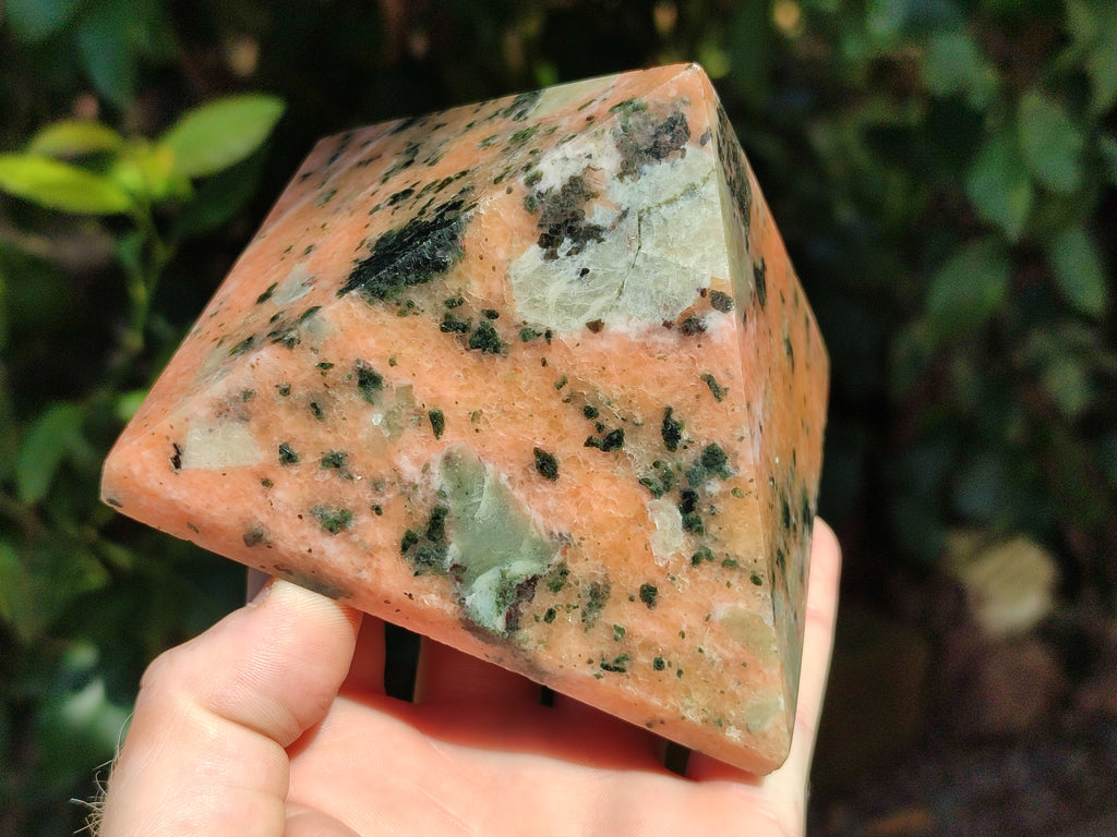 Polished Orange Calcite with Biotite Pyramids x 2 From Madagascar - Toprock Gemstones and Minerals 