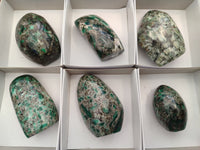 Polished Emerald Mica In Matrix Standing Free Forms x 6 From Mutoko, Zimbabwe - Toprock Gemstones and Minerals 