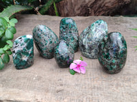Polished Emerald Mica In Matrix Standing Free Forms x 6 From Mutoko, Zimbabwe - Toprock Gemstones and Minerals 
