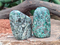 Polished Emerald Mica In Matrix Standing Free Forms x 6 From Mutoko, Zimbabwe - Toprock Gemstones and Minerals 