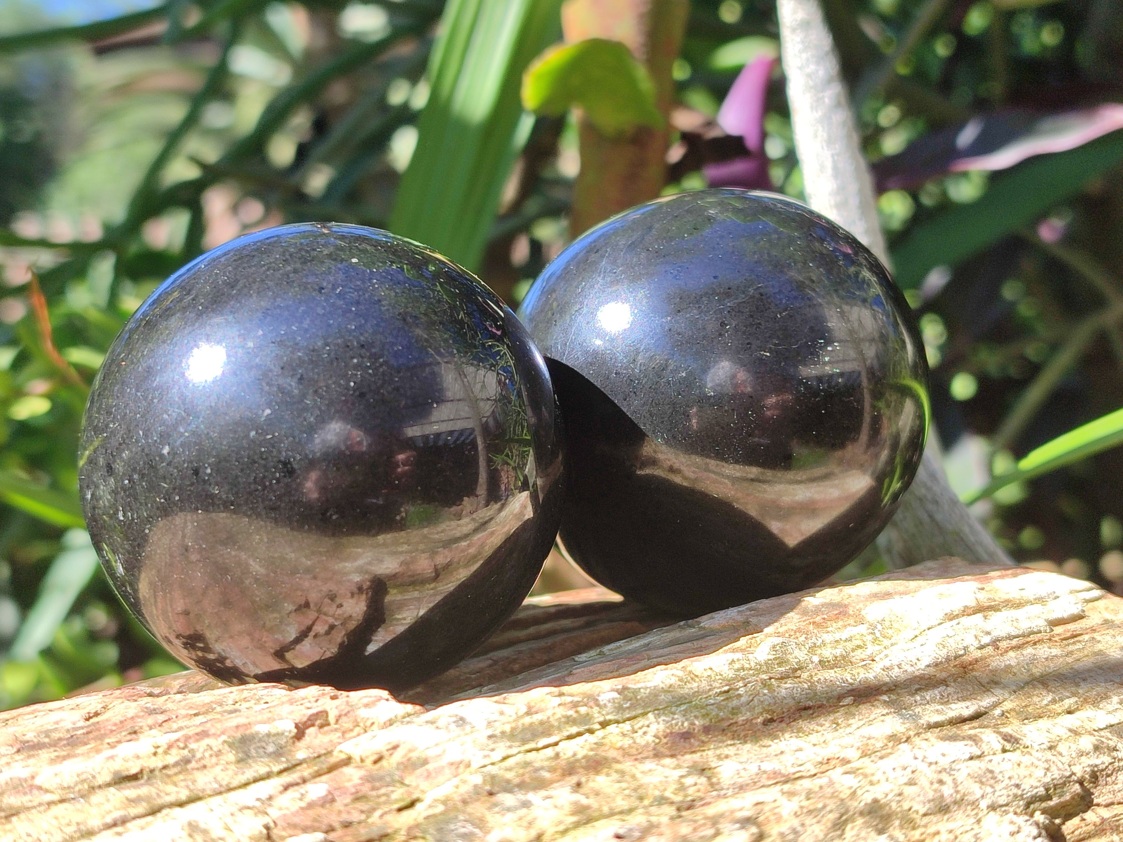 Polished Black Basalt Spheres x 5 From Antsirabe, Madagascar - Toprock Gemstones and Minerals 