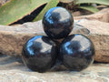 Polished Black Basalt Spheres x 5 From Antsirabe, Madagascar - Toprock Gemstones and Minerals 