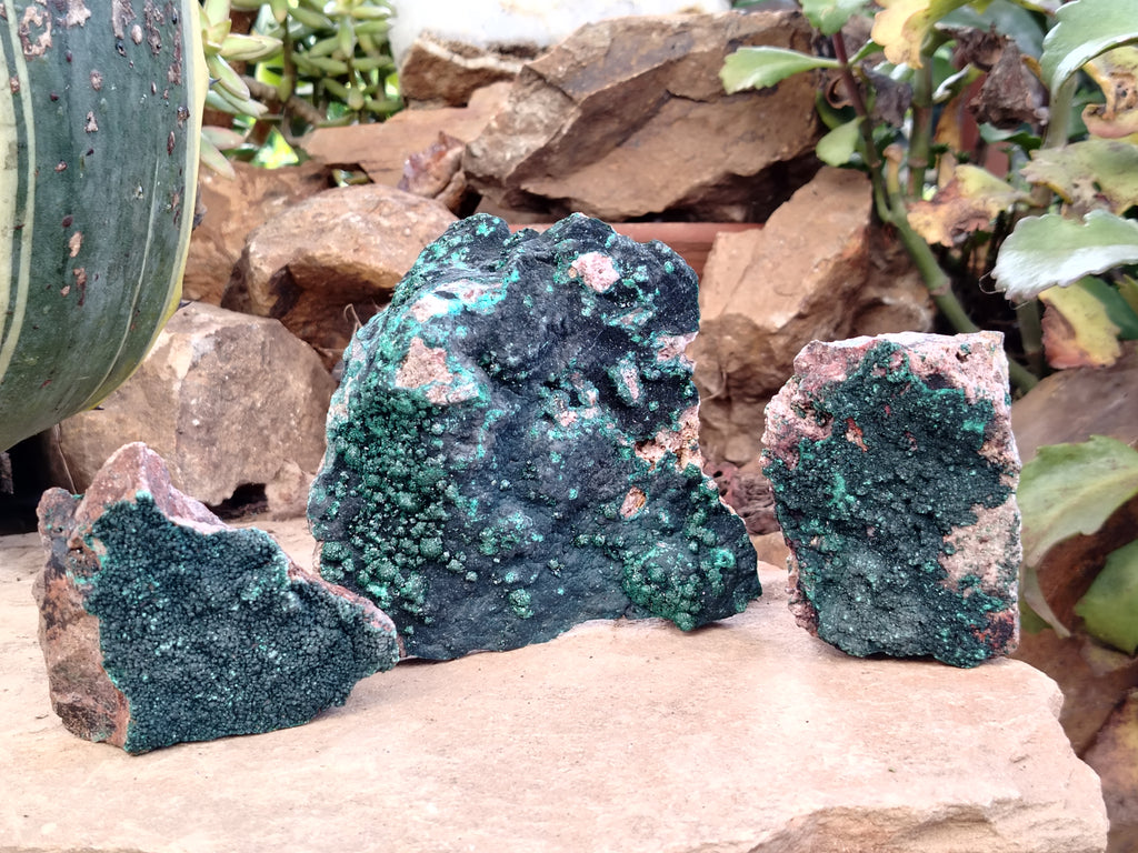 Natural Crystalline and Ball Malachite Specimens x 6 From Tenke Fungurume, Congo - Toprock Gemstones and Minerals 