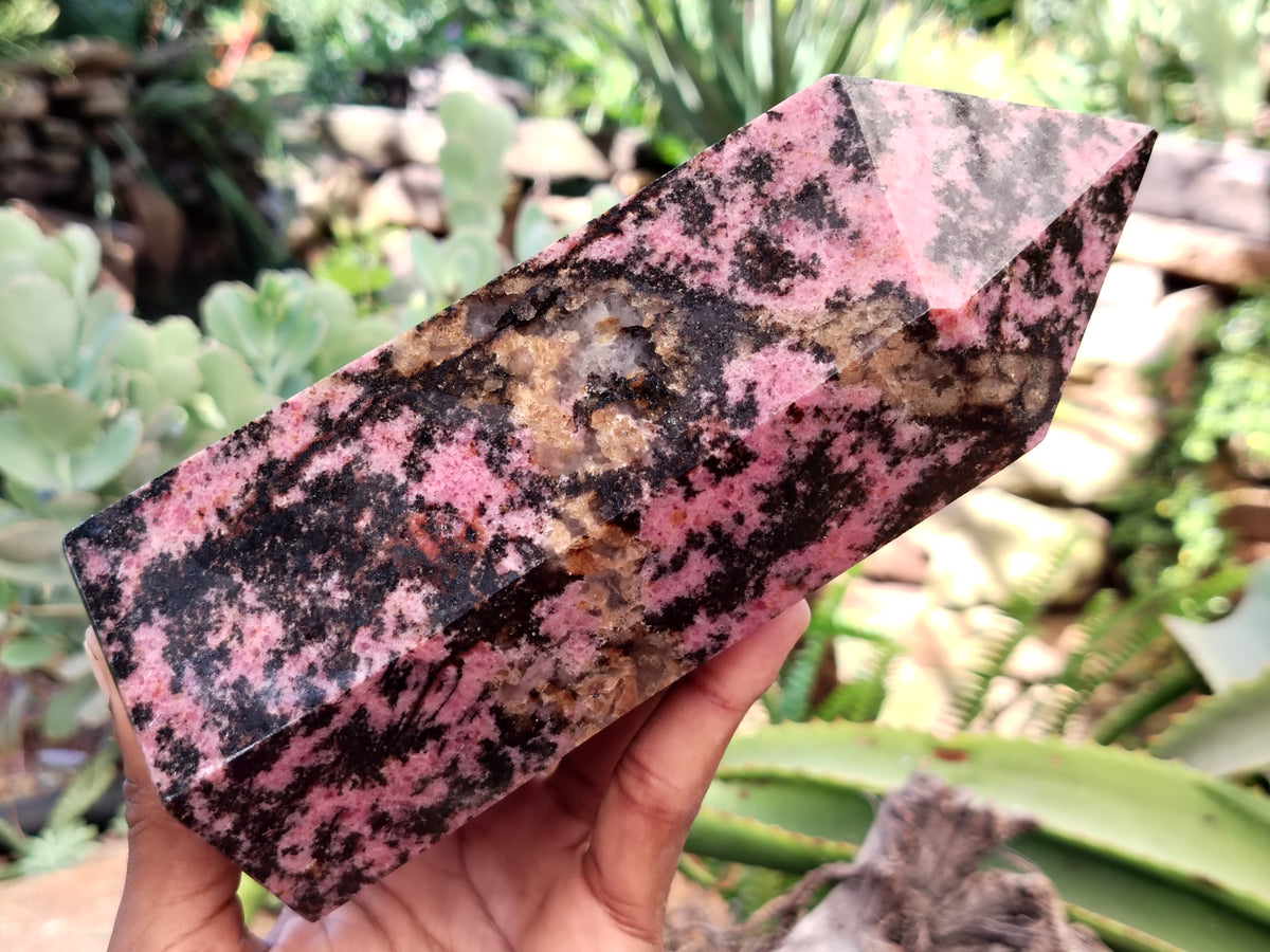 Polished Pink Rhodonite Tower x 1 From Madagascar - Toprock Gemstones and Minerals 