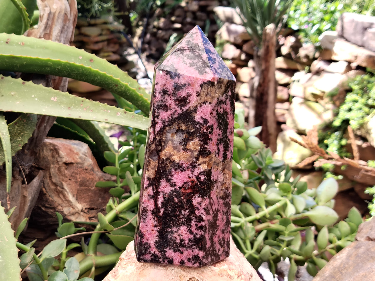 Polished Pink Rhodonite Tower x 1 From Madagascar - Toprock Gemstones and Minerals 