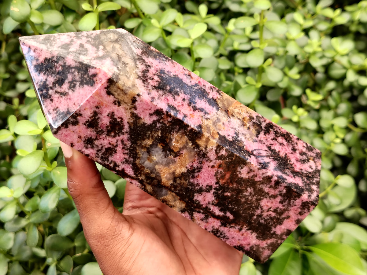 Polished Pink Rhodonite Tower x 1 From Madagascar - Toprock Gemstones and Minerals 