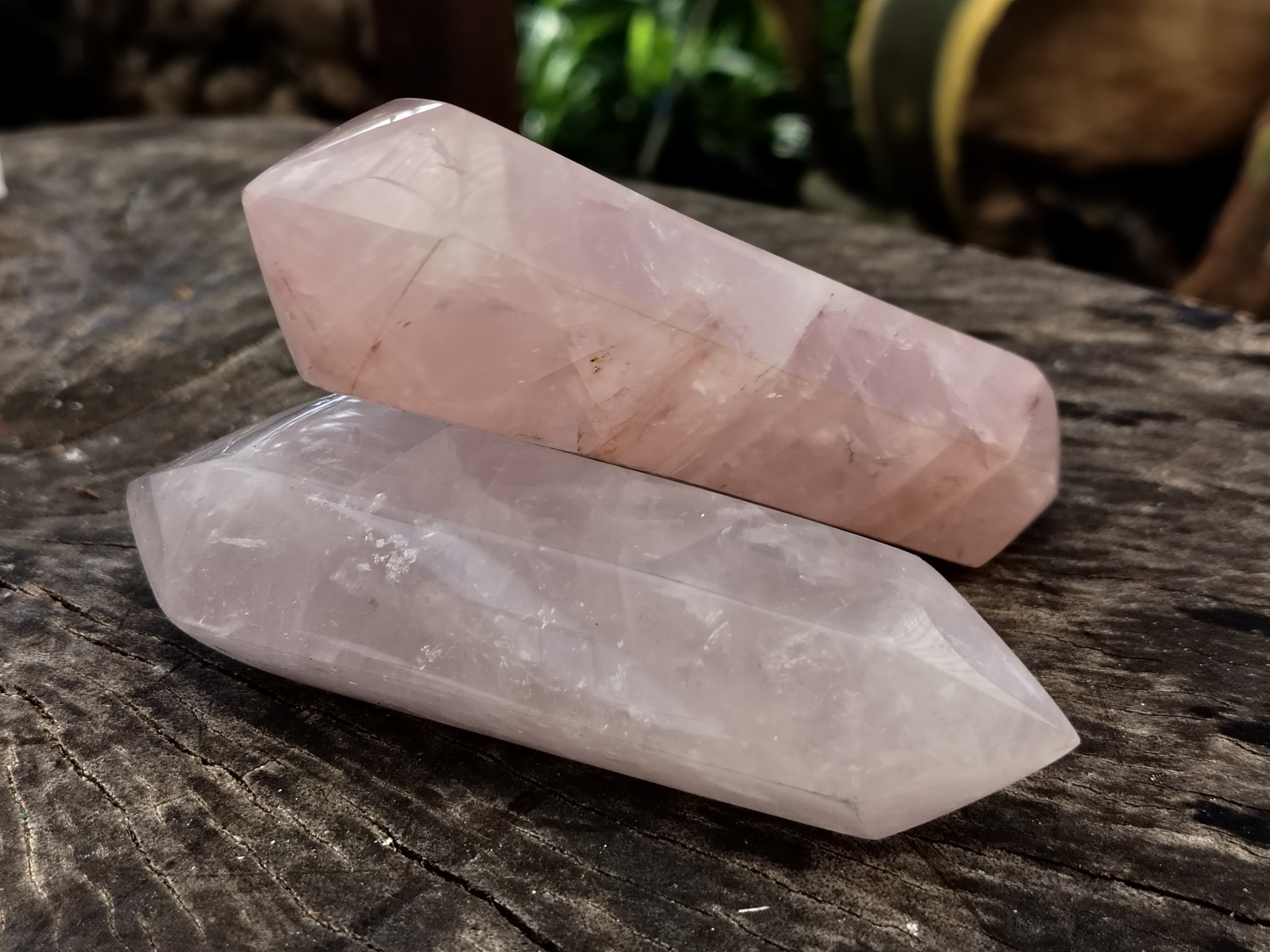 Polished Double Terminated Rose Quartz Points x 6 From Ambatondrazaka, Madagascar - Toprock Gemstones and Minerals 