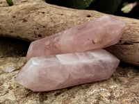 Polished Double Terminated Rose Quartz Points x 6 From Ambatondrazaka, Madagascar