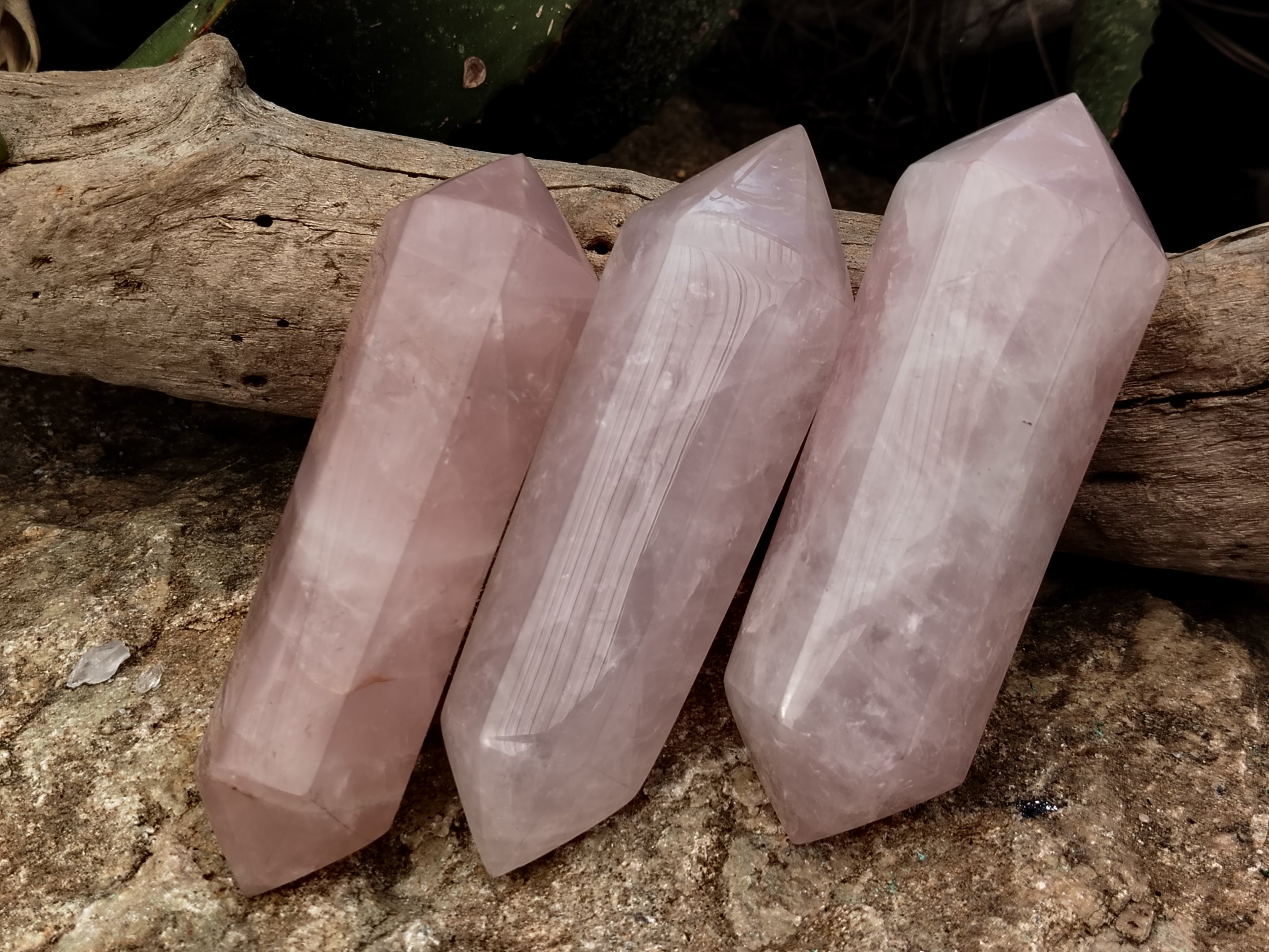 Polished Double Terminated Rose Quartz Points x 6 From Ambatondrazaka, Madagascar - Toprock Gemstones and Minerals 
