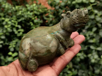 Hand Made Green Verdite Hippo Carvings x 4 From Zimbabwe