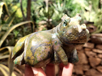 Hand Made Green Verdite Hippo Carvings x 4 From Zimbabwe