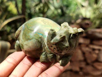 Hand Made Green Verdite Hippo Carvings x 4 From Zimbabwe