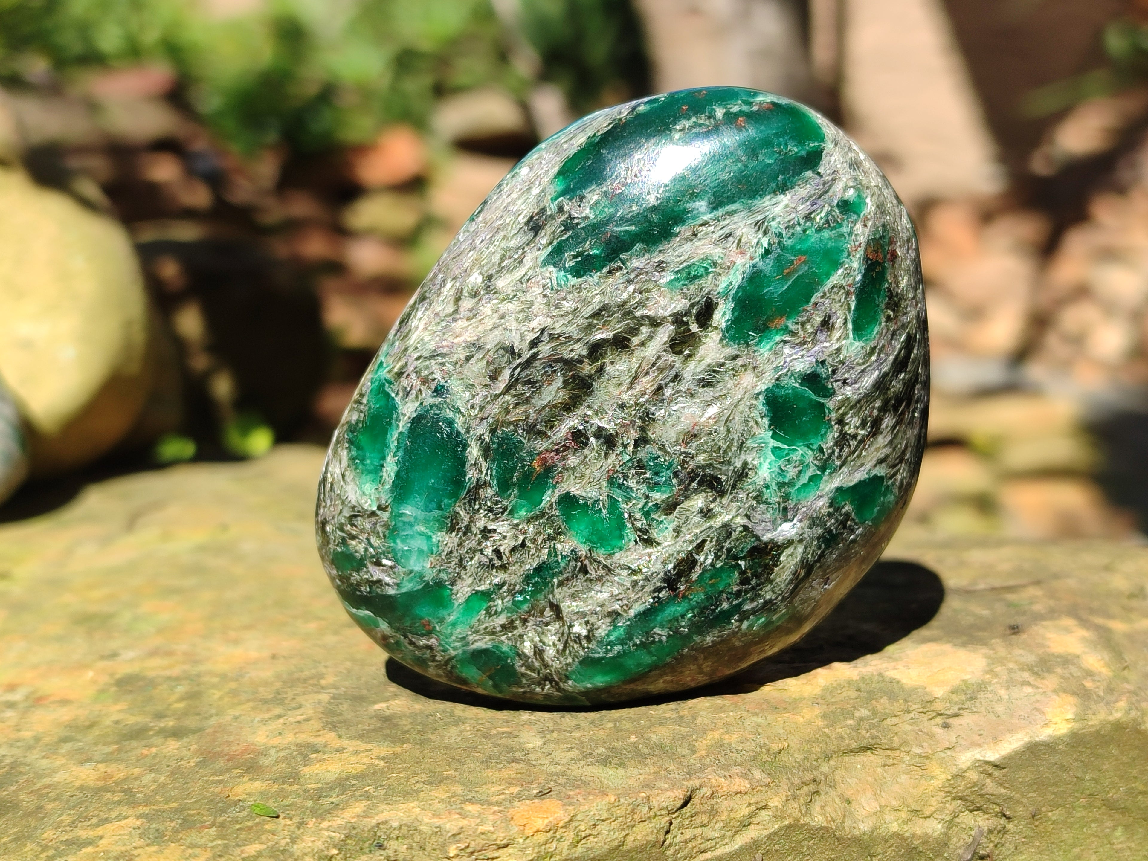 Polished Emerald Mica In Matrix Free Forms x 6 From Mutoko, Zimbabwe - Toprock Gemstones and Minerals 