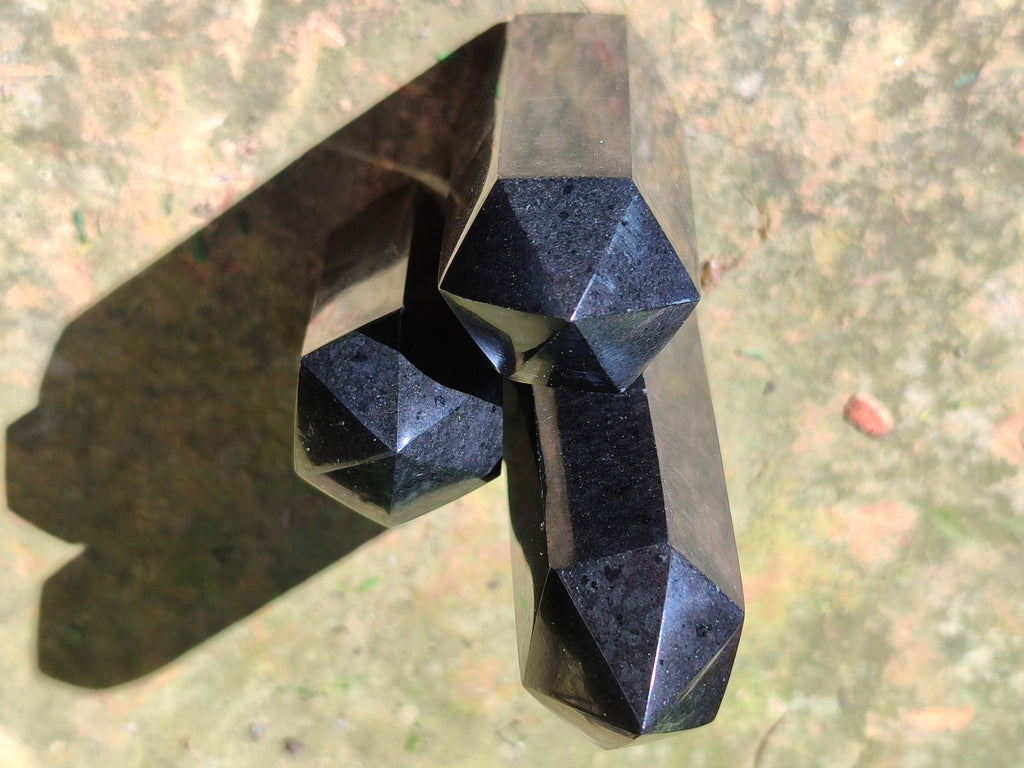 Polished Black Basalt Points x 6 From Antsirabe, Madagascar - Toprock Gemstones and Minerals 