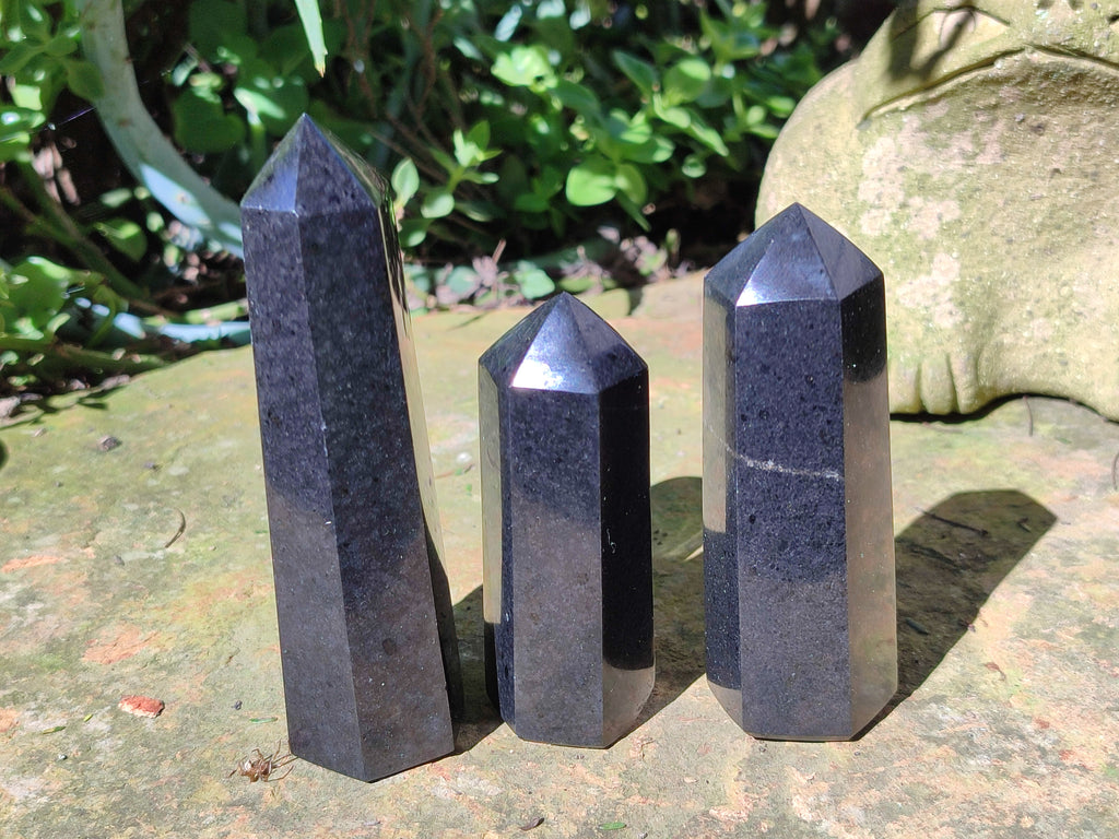 Polished Black Basalt Points x 6 From Antsirabe, Madagascar - Toprock Gemstones and Minerals 