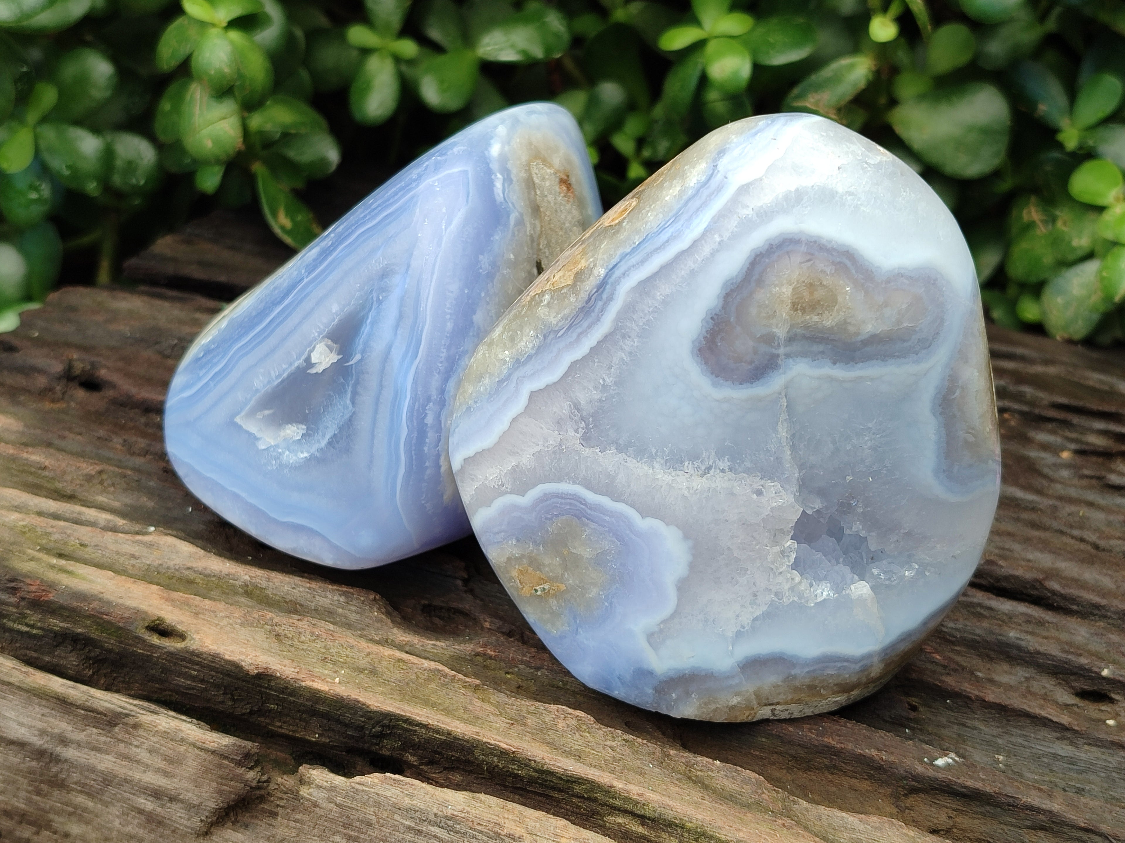 Polished Blue Lace Agate Geodes x 3 From Nsanje, Malawi - Toprock Gemstones and Minerals 