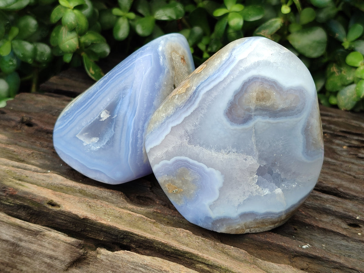 Polished Blue Lace Agate Geodes x 3 From Nsanje, Malawi - Toprock Gemstones and Minerals 