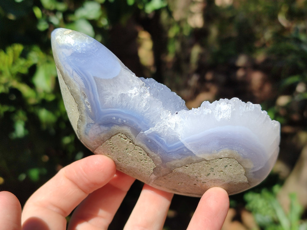 Polished Blue Lace Agate Geodes x 3 From Nsanje, Malawi - Toprock Gemstones and Minerals 