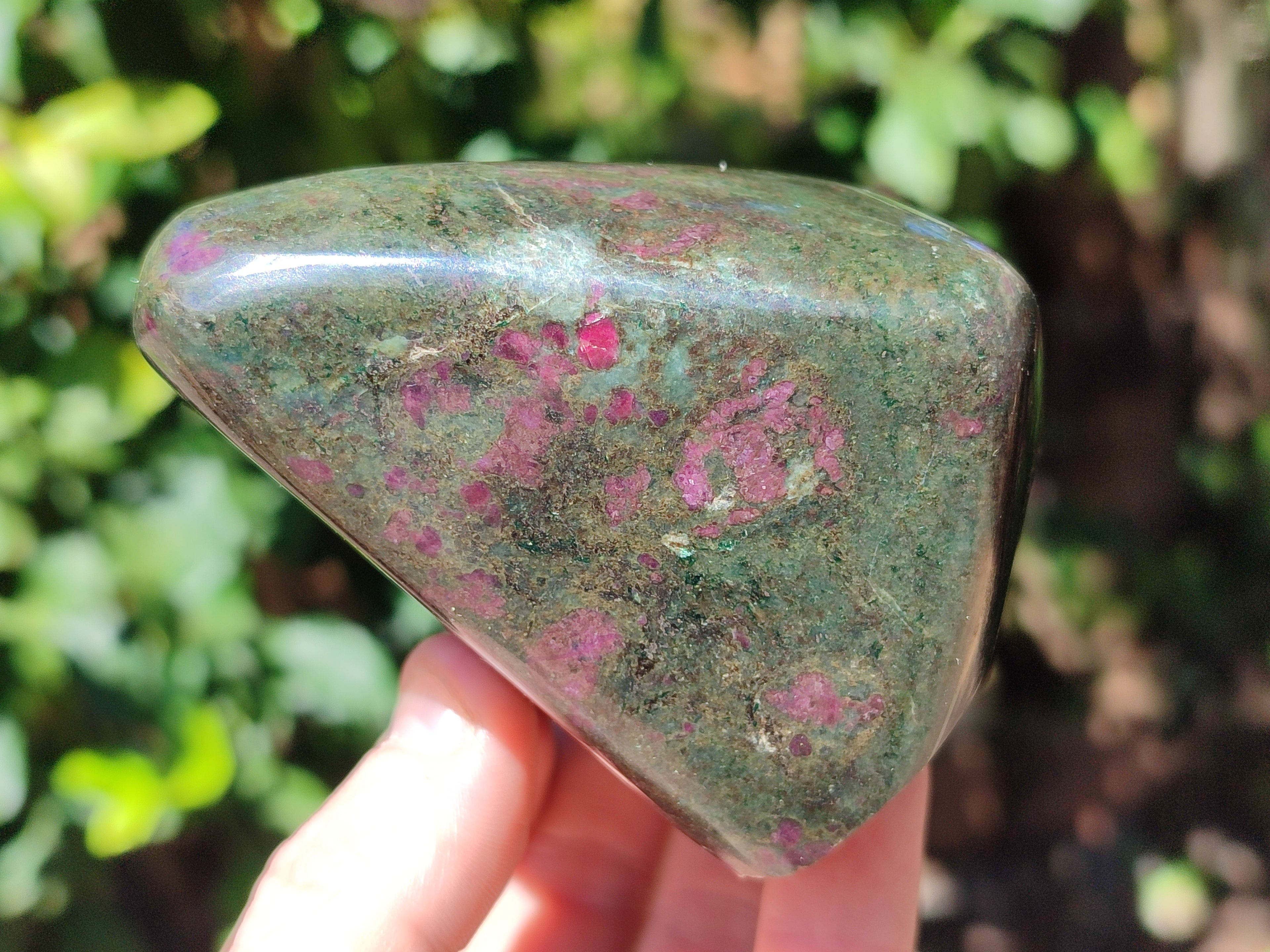 Polished Ruby Corundum In Chrome Verdite Standing Free Forms x 3 From Zimbabwe - Toprock Gemstones and Minerals 