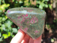 Polished Ruby Corundum In Chrome Verdite Standing Free Forms x 3 From Zimbabwe - Toprock Gemstones and Minerals 