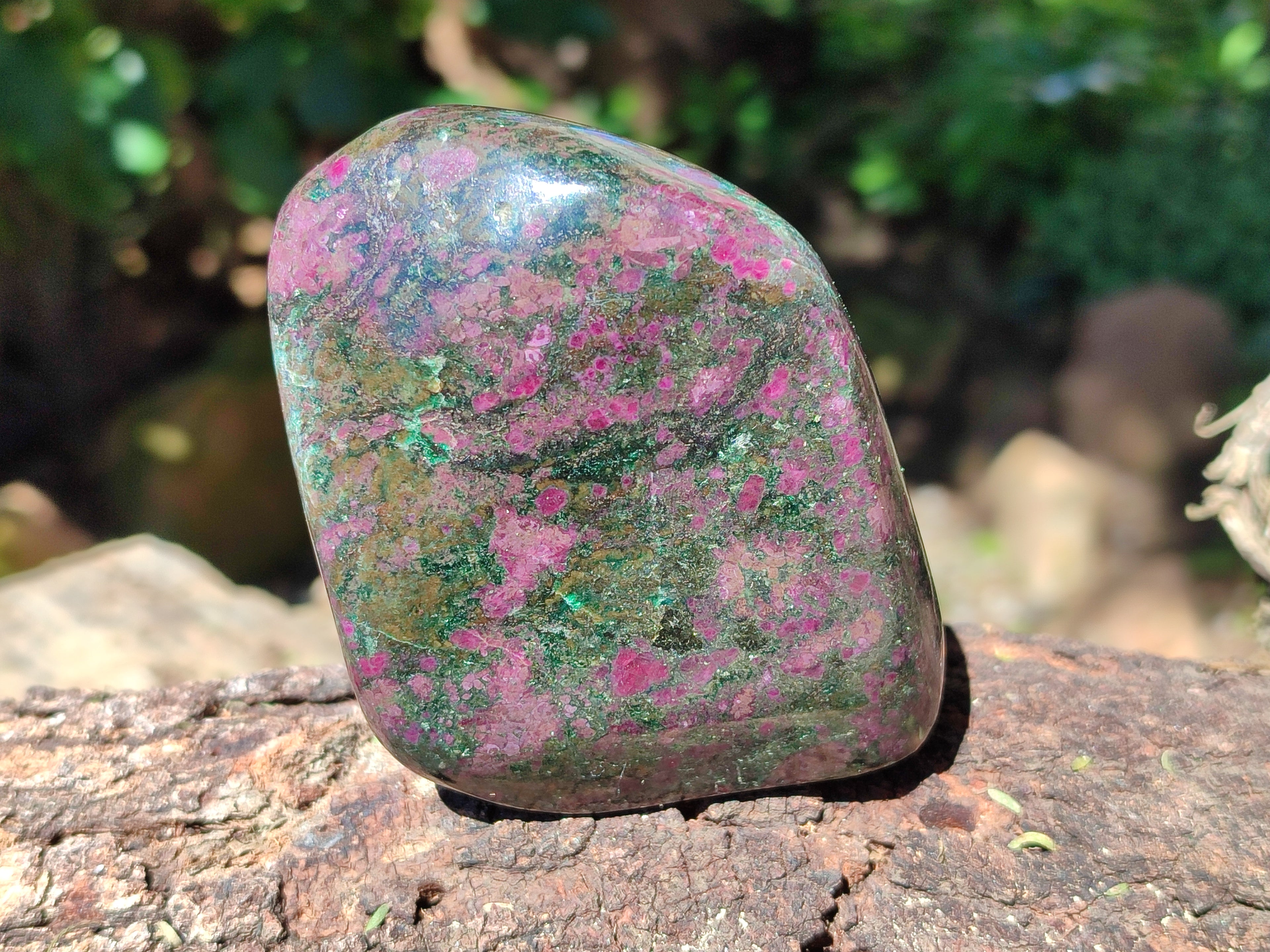 Polished Ruby Corundum In Chrome Verdite Standing Free Forms x 3 From Zimbabwe - Toprock Gemstones and Minerals 