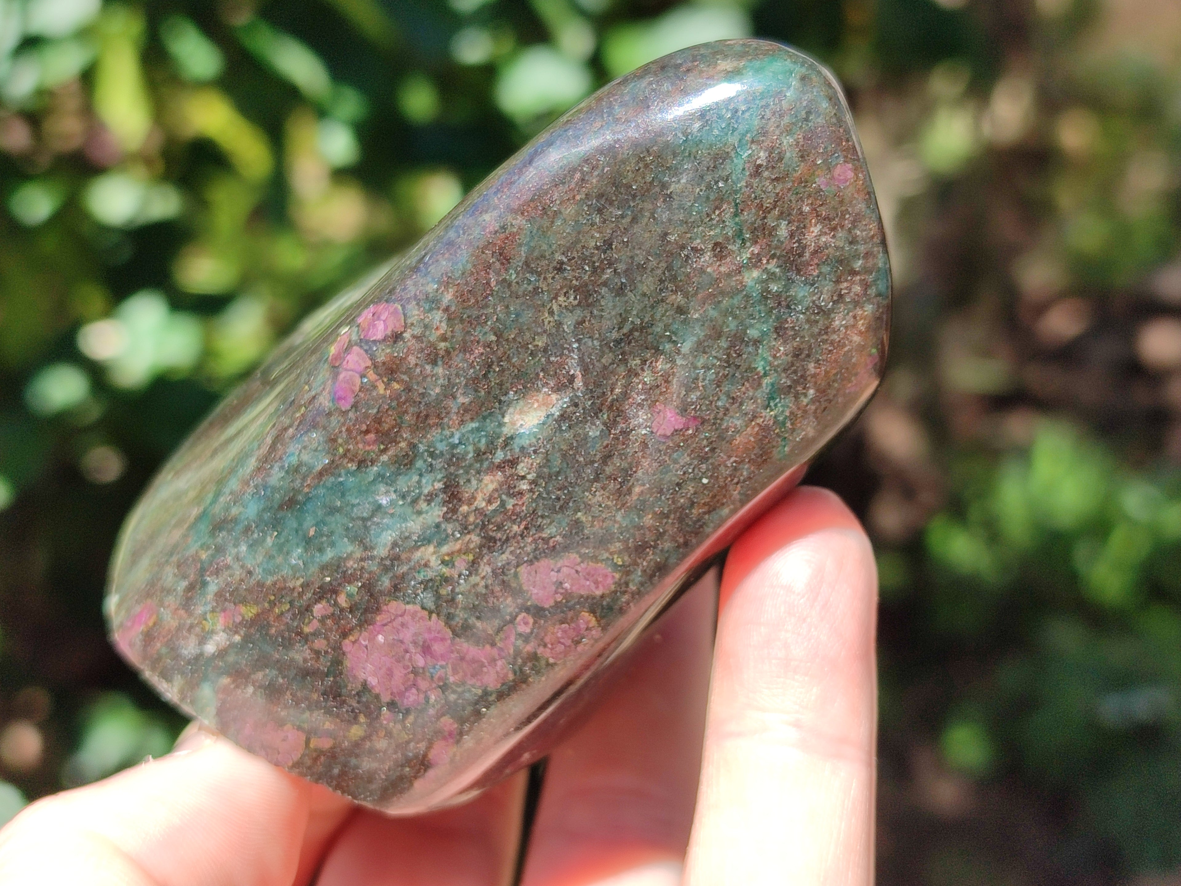 Polished Ruby Corundum In Chrome Verdite Standing Free Forms x 3 From Zimbabwe - Toprock Gemstones and Minerals 