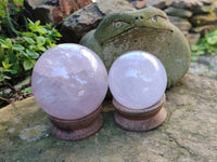 Polished Blue Girasol Rose Quartz Sphere's x 3 From Madagascar