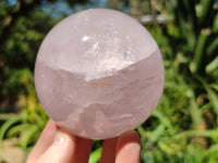 Polished Blue Girasol Rose Quartz Sphere's x 3 From Madagascar