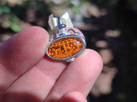 Polished Mixed Baltic Amber Pendants on Sterling Silver x 4 From Poland