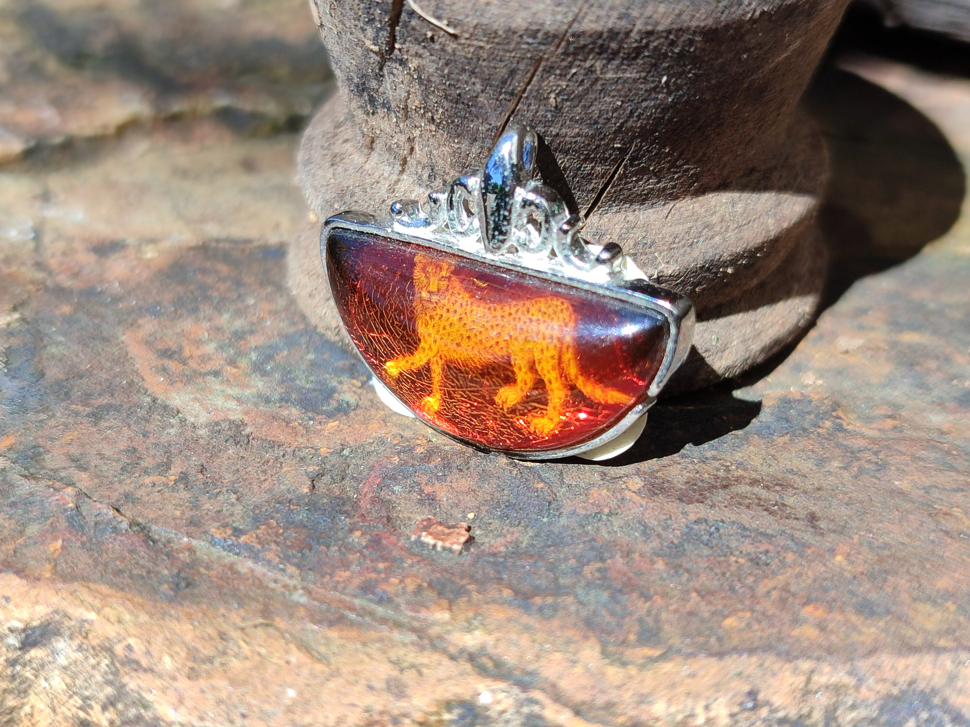 Polished Mixed Baltic Amber Pendants on Sterling Silver x 4 From Poland - Toprock Gemstones and Minerals 