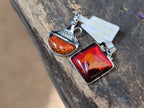 Polished Mixed Baltic Amber Pendants on Sterling Silver x 4 From Poland - Toprock Gemstones and Minerals 