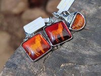 Polished Mixed Baltic Amber Pendants on Sterling Silver x 4 From Poland