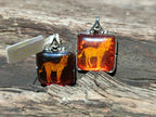 Polished Mixed Baltic Amber Pendants on Sterling Silver x 4 From Poland - Toprock Gemstones and Minerals 