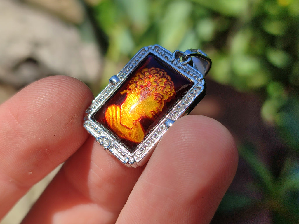 Polished Mixed Baltic Amber Pendants on Sterling Silver x 3 From Poland - Toprock Gemstones and Minerals 