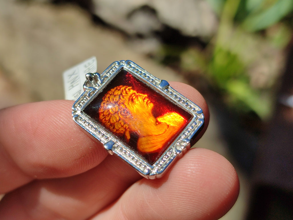 Polished Mixed Baltic Amber Pendants on Sterling Silver x 3 From Poland - Toprock Gemstones and Minerals 